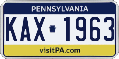 PA license plate KAX1963