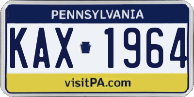 PA license plate KAX1964