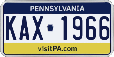 PA license plate KAX1966