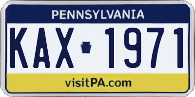 PA license plate KAX1971