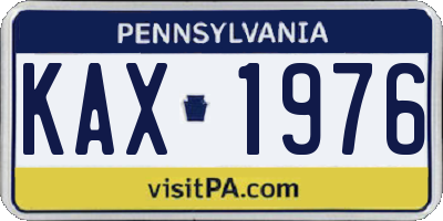 PA license plate KAX1976