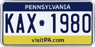 PA license plate KAX1980