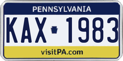 PA license plate KAX1983