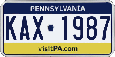 PA license plate KAX1987