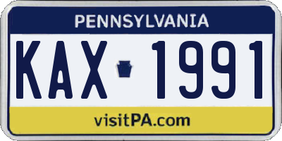 PA license plate KAX1991