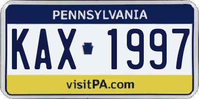 PA license plate KAX1997