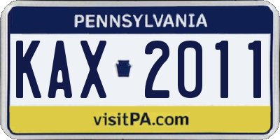 PA license plate KAX2011