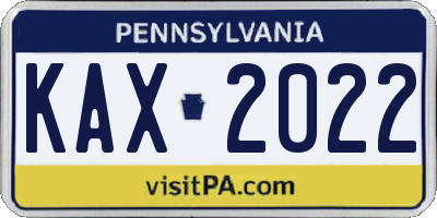 PA license plate KAX2022