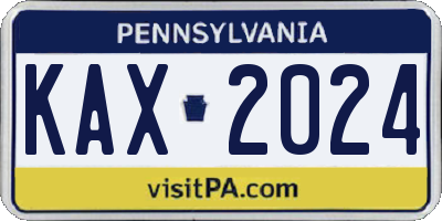 PA license plate KAX2024