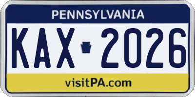 PA license plate KAX2026
