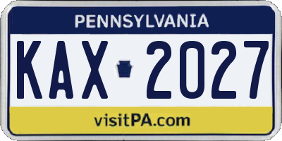 PA license plate KAX2027