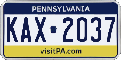 PA license plate KAX2037