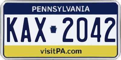 PA license plate KAX2042