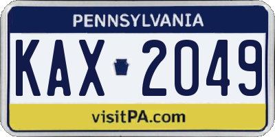 PA license plate KAX2049