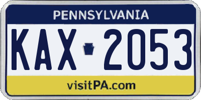 PA license plate KAX2053