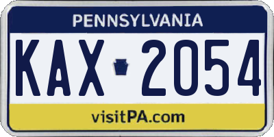 PA license plate KAX2054