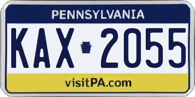 PA license plate KAX2055