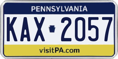 PA license plate KAX2057