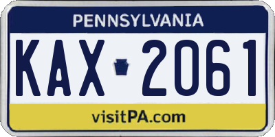 PA license plate KAX2061
