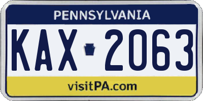 PA license plate KAX2063