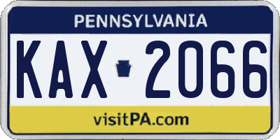 PA license plate KAX2066