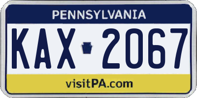 PA license plate KAX2067