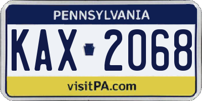 PA license plate KAX2068