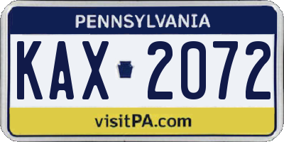 PA license plate KAX2072