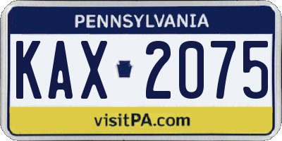 PA license plate KAX2075