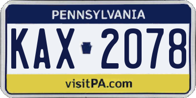 PA license plate KAX2078