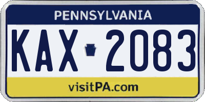 PA license plate KAX2083