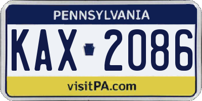 PA license plate KAX2086