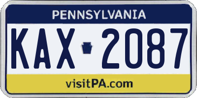 PA license plate KAX2087