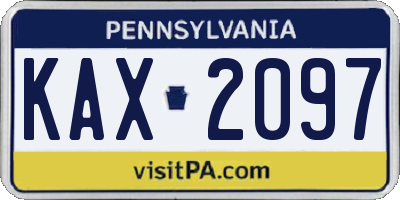 PA license plate KAX2097