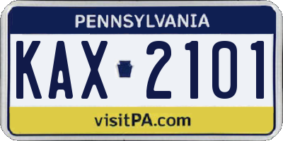 PA license plate KAX2101