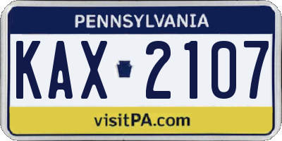 PA license plate KAX2107