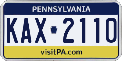 PA license plate KAX2110