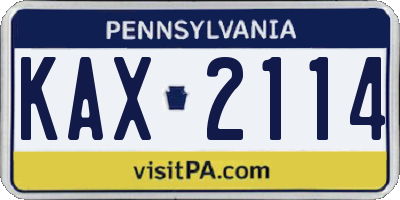 PA license plate KAX2114