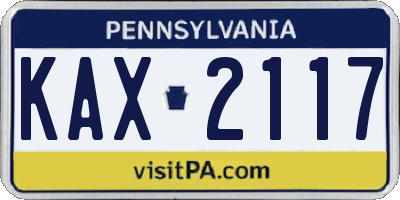 PA license plate KAX2117
