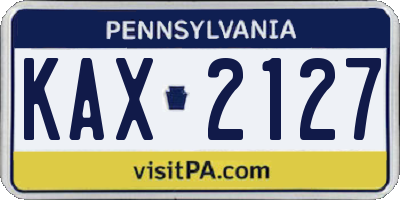 PA license plate KAX2127