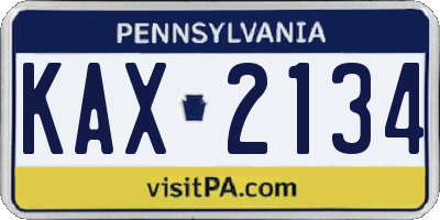 PA license plate KAX2134
