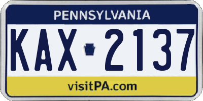 PA license plate KAX2137
