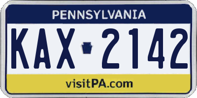 PA license plate KAX2142