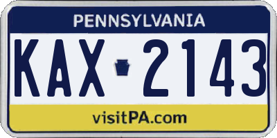 PA license plate KAX2143
