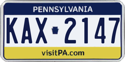 PA license plate KAX2147