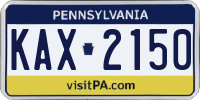 PA license plate KAX2150