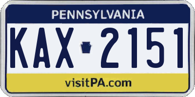 PA license plate KAX2151