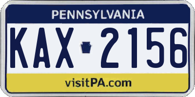 PA license plate KAX2156