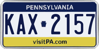 PA license plate KAX2157