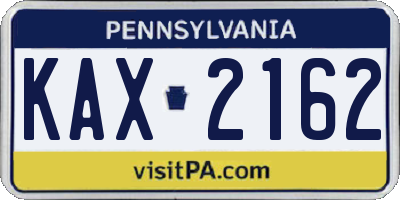 PA license plate KAX2162
